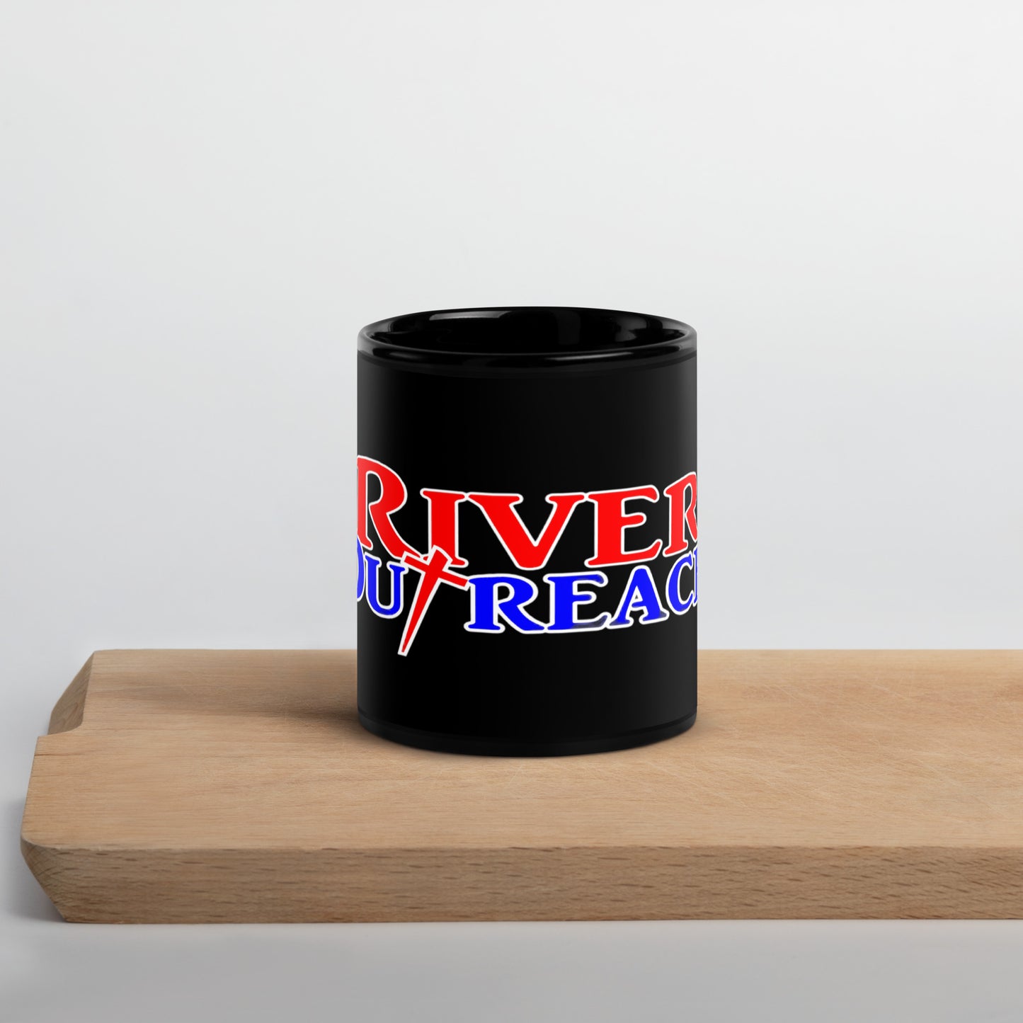 River Outreach Black Glossy Mug