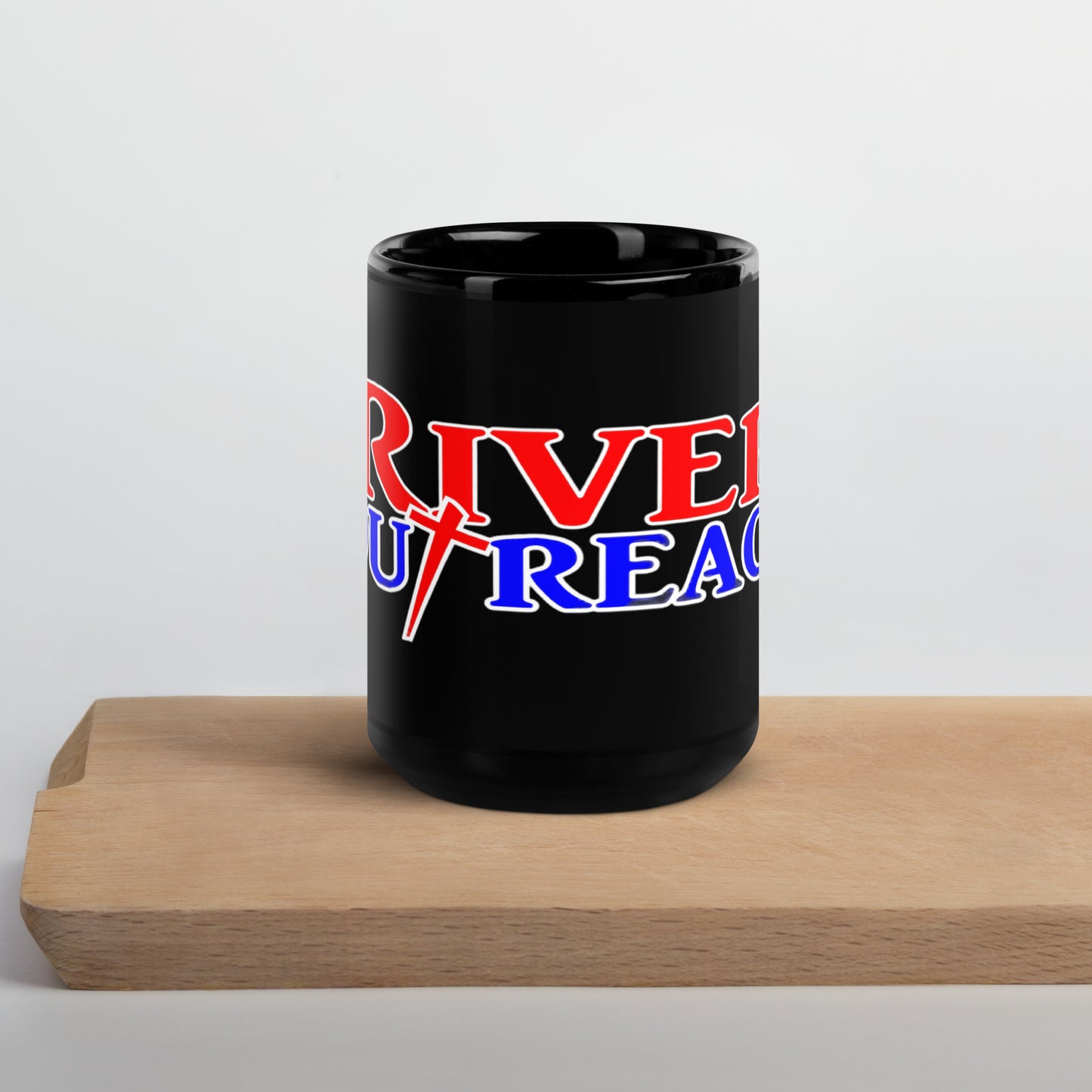 River Outreach Black Glossy Mug