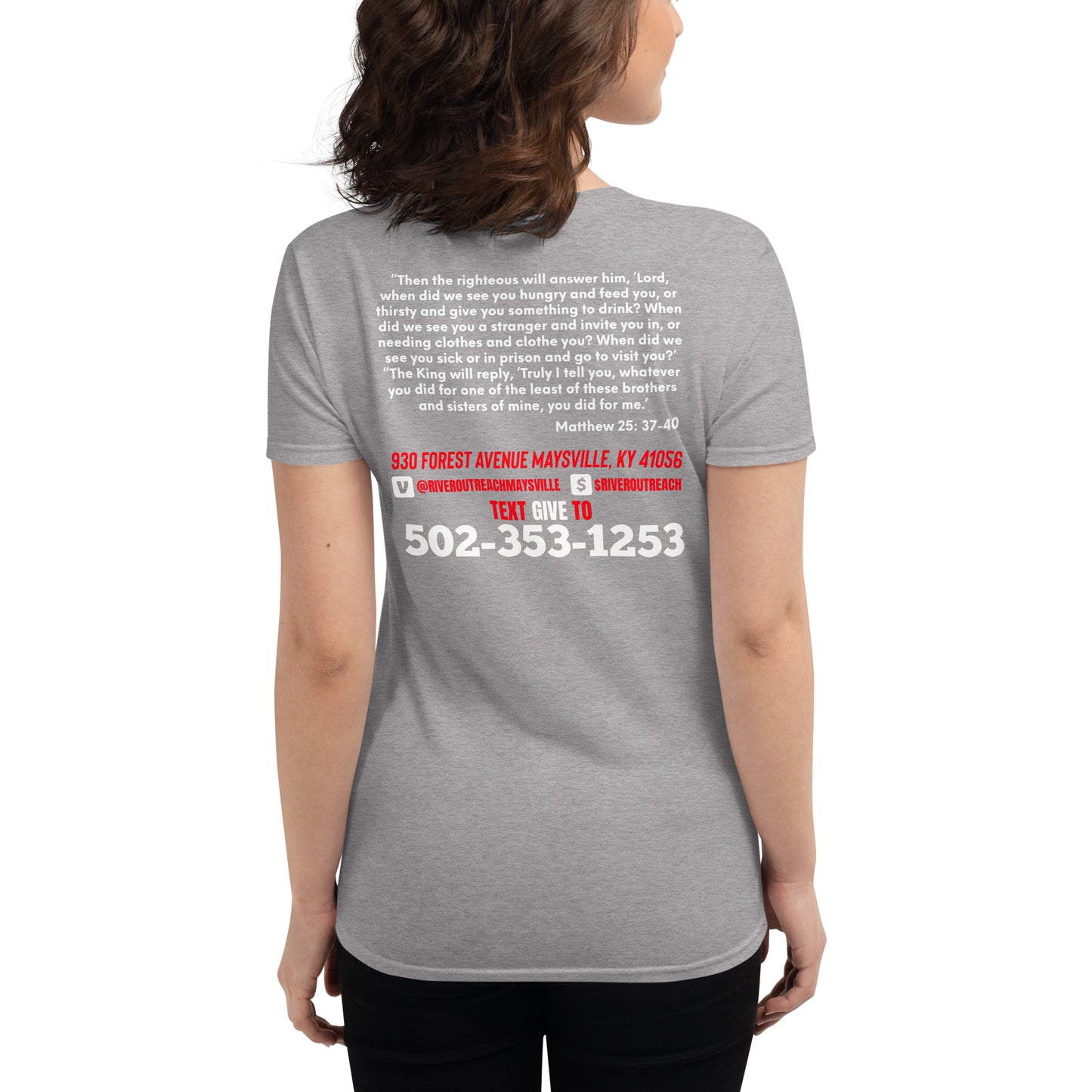 Matthew 25: 37-40 Women's short sleeve t-shirt