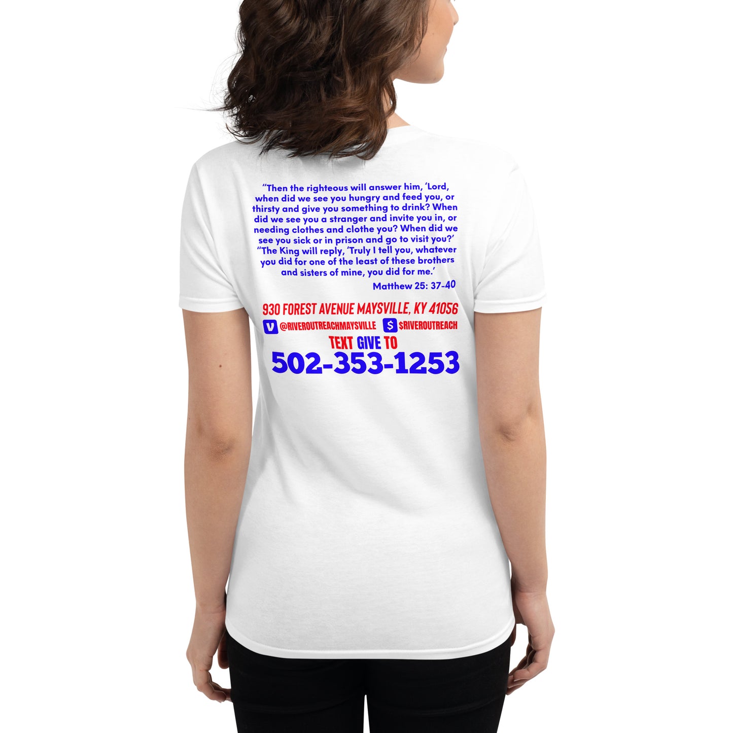 Matthew 25: 37-40 Women's short sleeve t-shirt